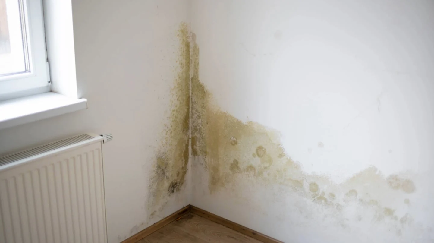 Pared con manchas de humedad en una construcción