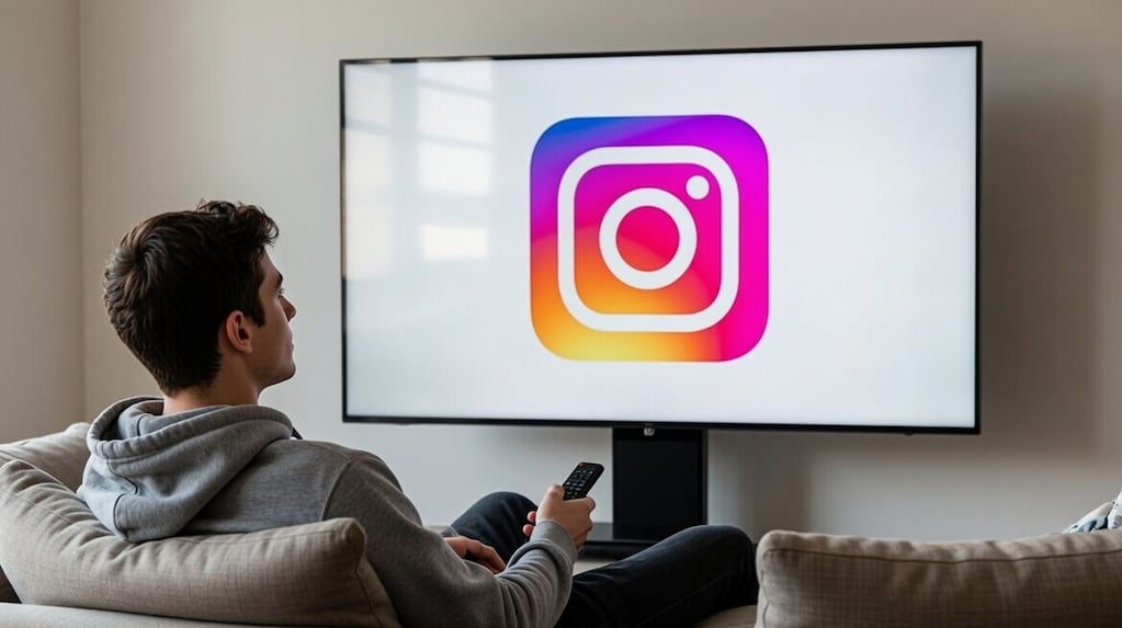 Logotipo de Instagram en un televisor