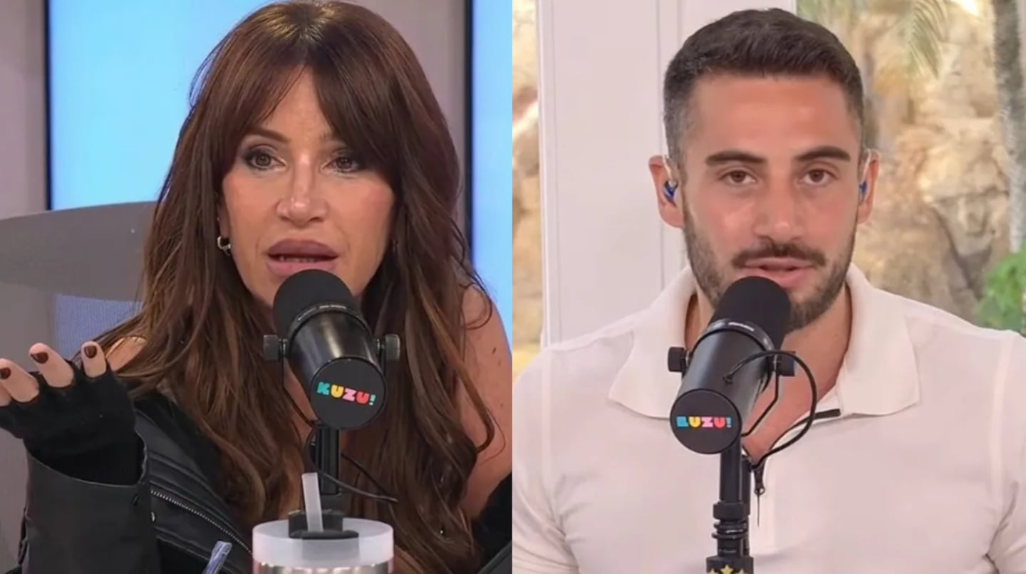 Juan Otero y Florencia Peña durante una entrevista en Luzu