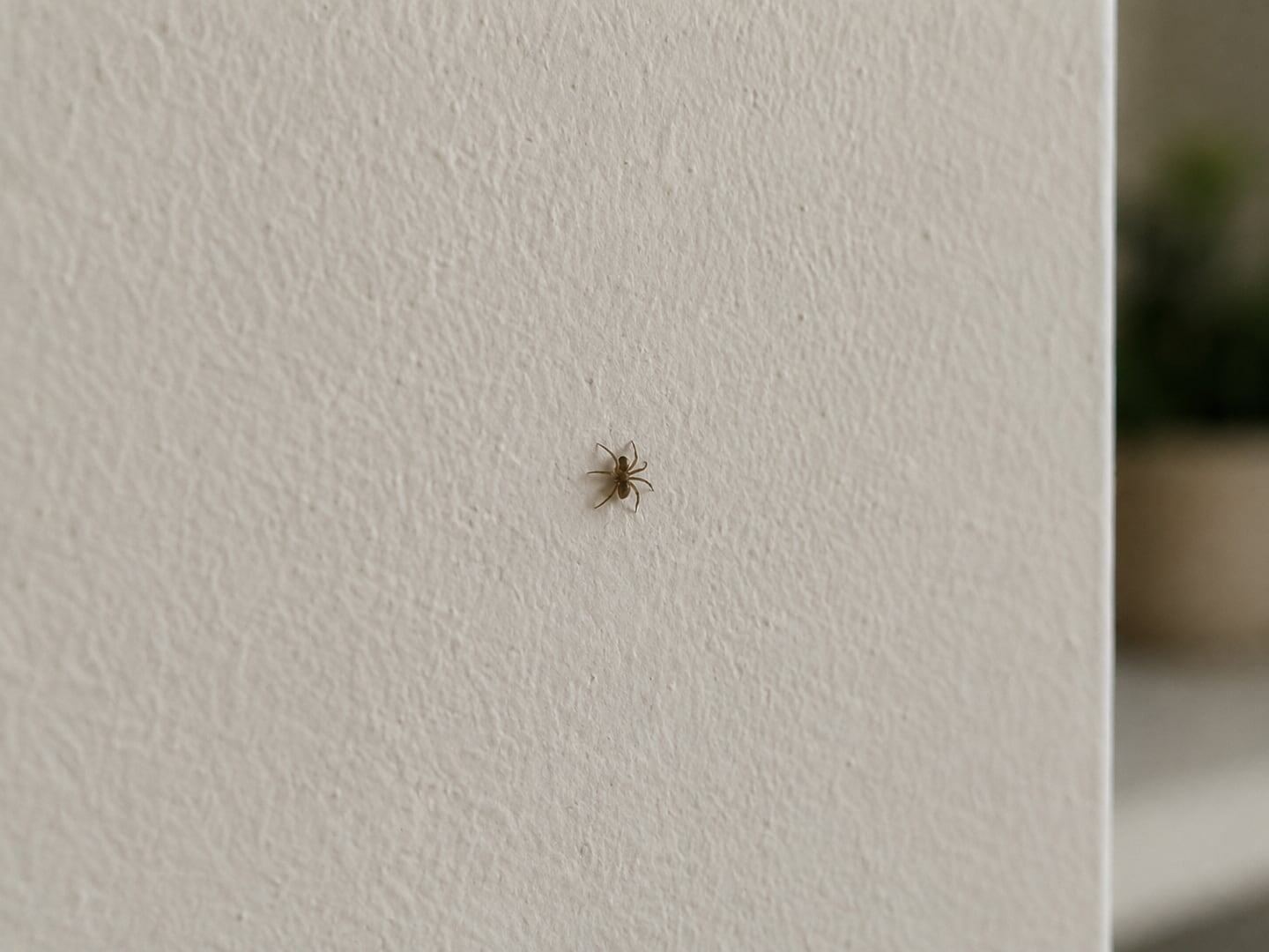 Araña de pared sobre una superficie blanca