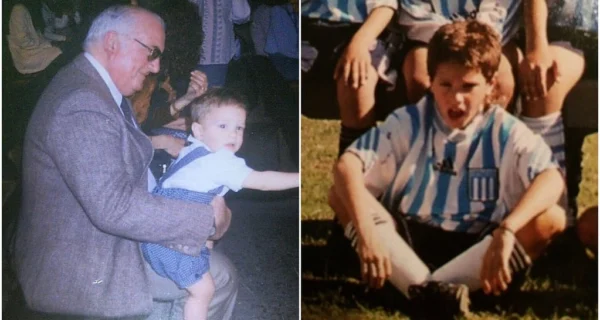 Rodrigo De Paul en un partido de fútbol homenajeando a su abuelo
