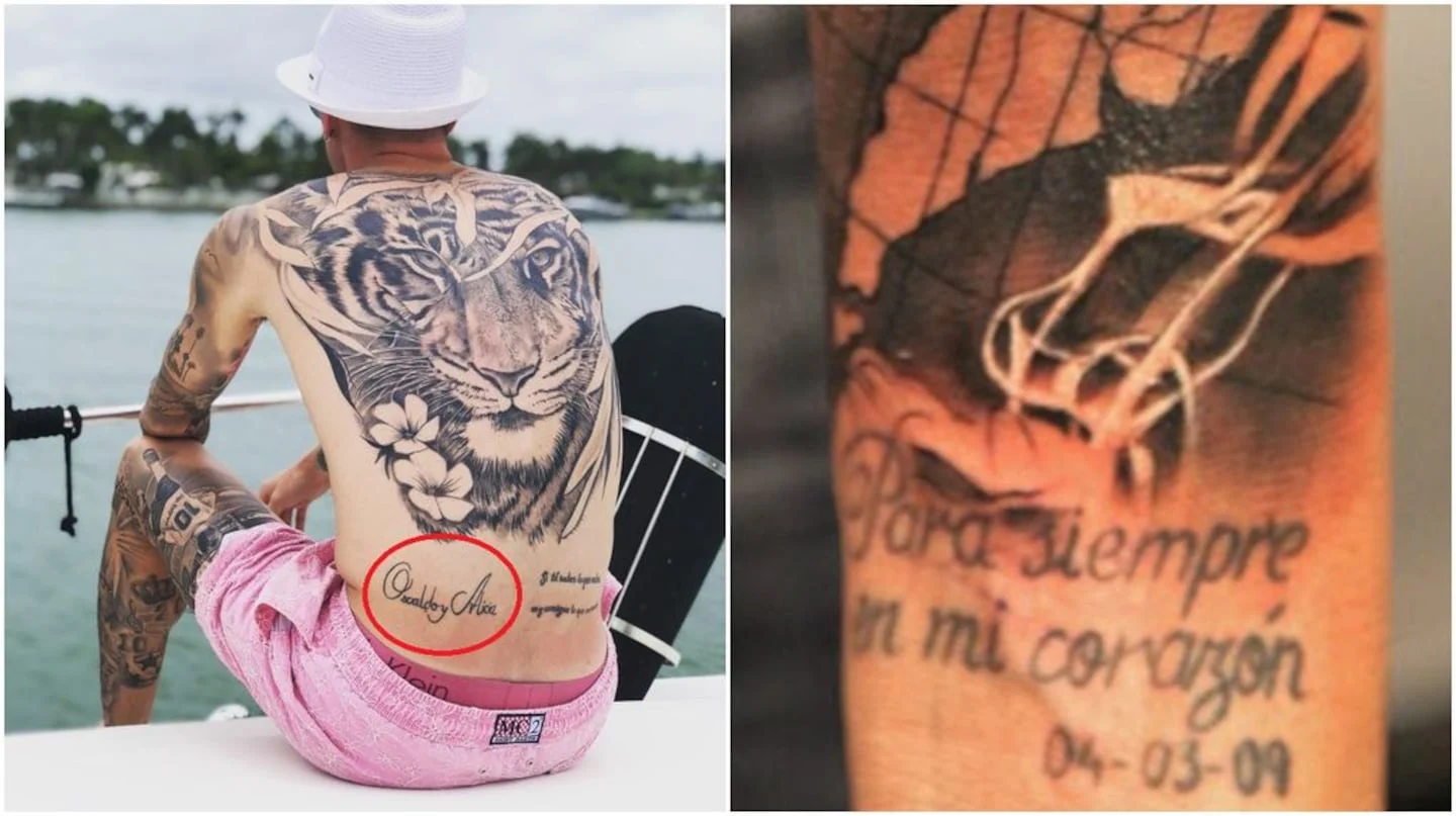 Tatuajes en la espalda de un hombre con un león y una frase significativa