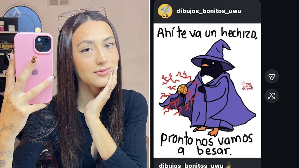 Captura de pantalla de un mensaje amoroso en Instagram