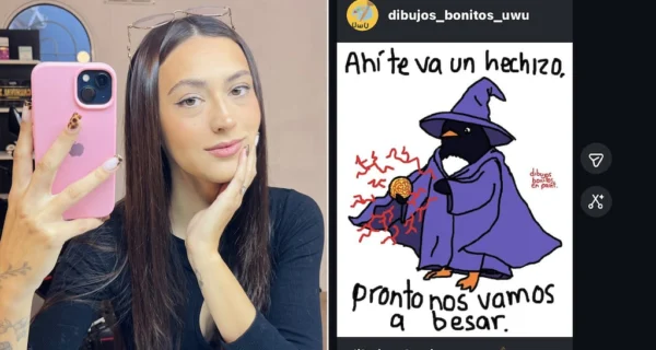 Captura de pantalla de un mensaje amoroso en Instagram