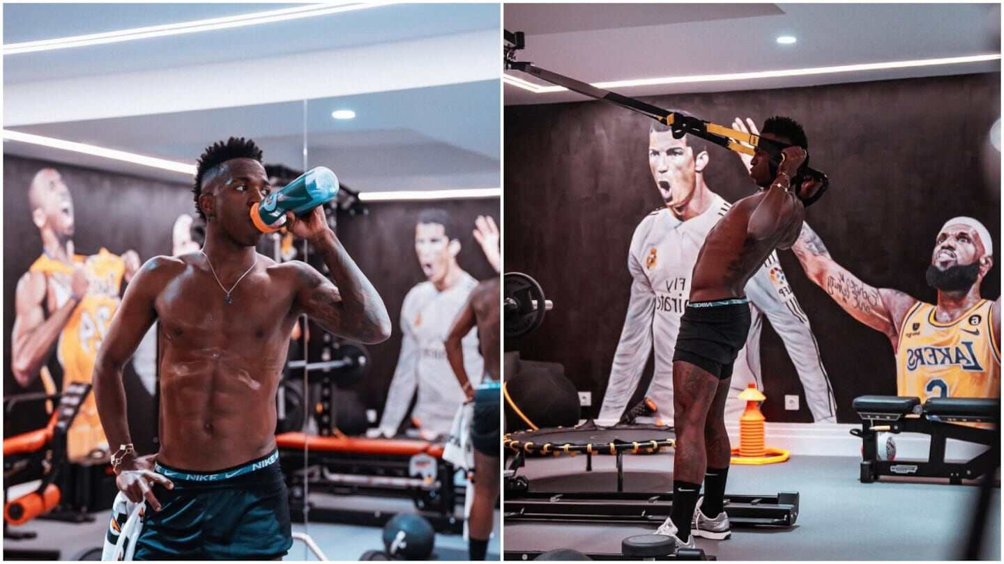 Vinícius Jr. entrenando en su gimnasio privado en Madrid