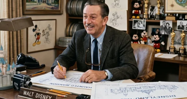 Walt Disney reflexionando sobre la acción