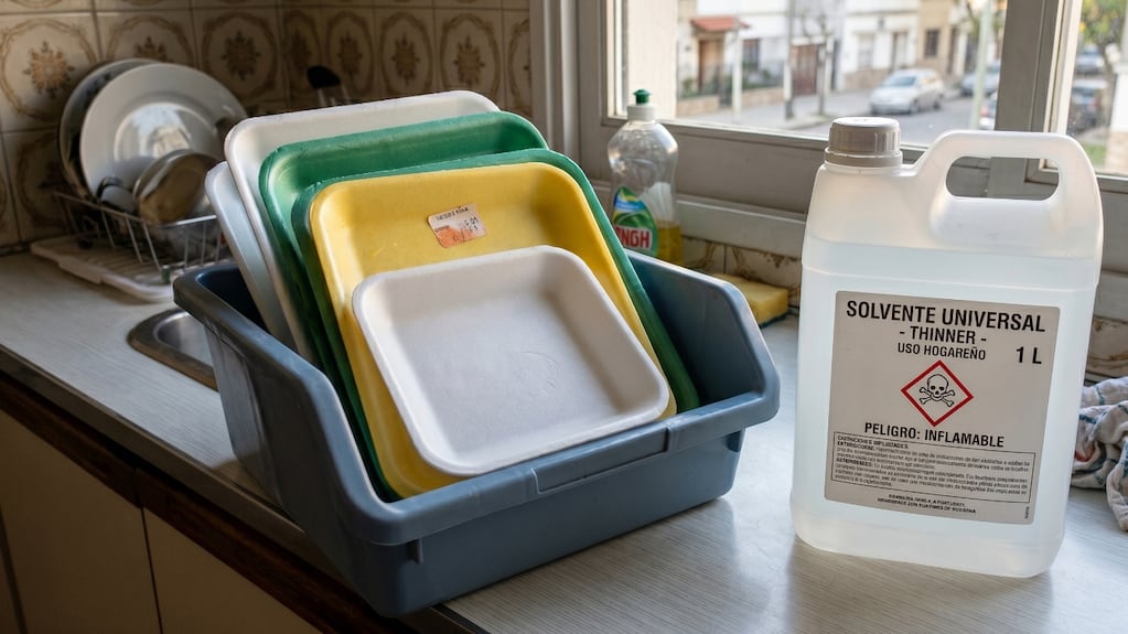 Mezcla de telgopor y solvente para reparaciones en el hogar