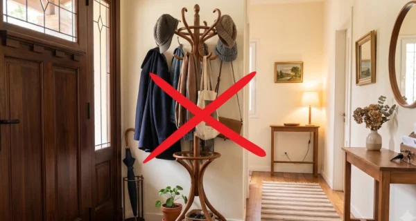 Entrada de casa moderna con muebles minimalistas