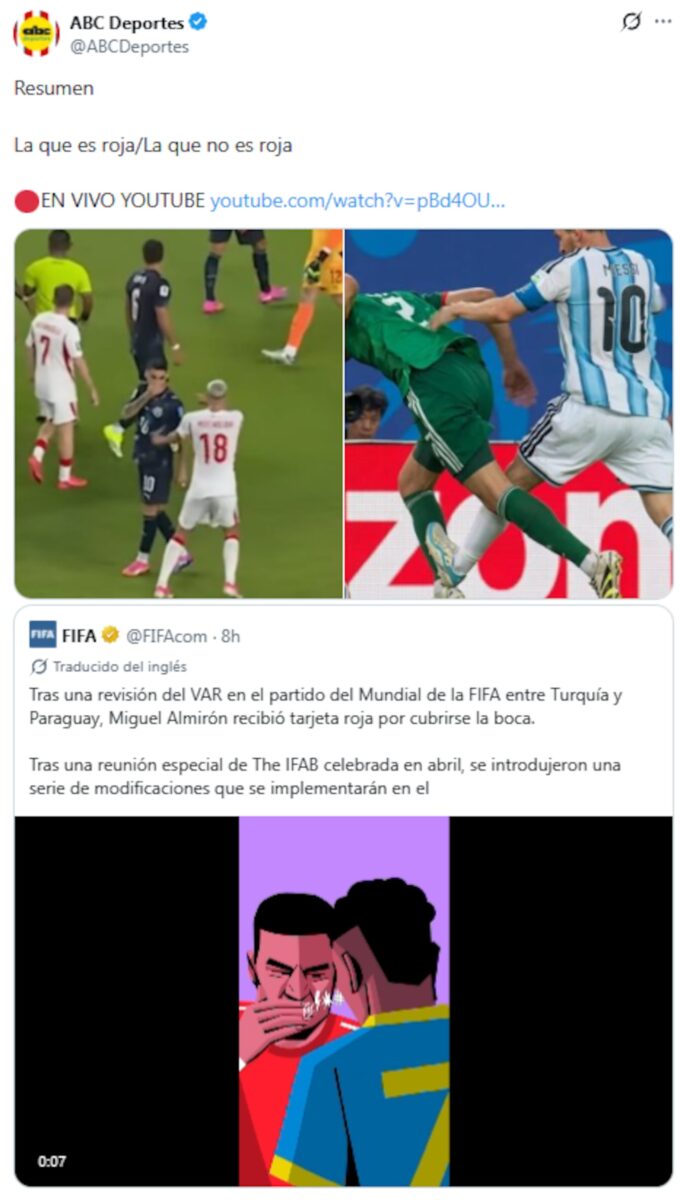 Miguel Almirón recibe tarjeta roja durante el Mundial 2026