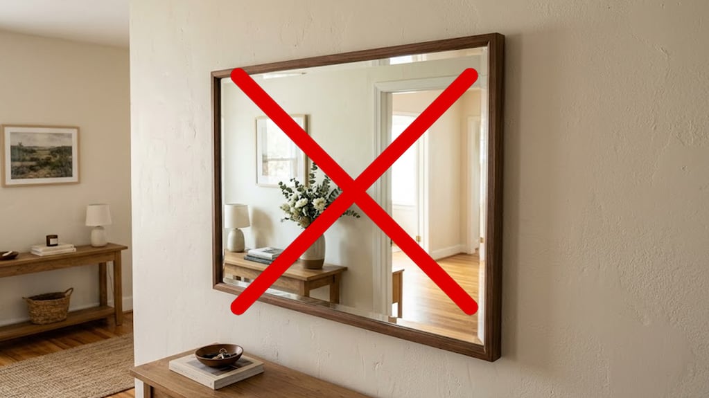 Espejos adhesivos en una pared moderna