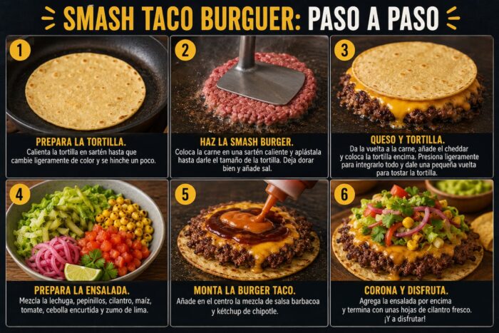Instrucciones para preparar la Smash Taco Burger paso a paso