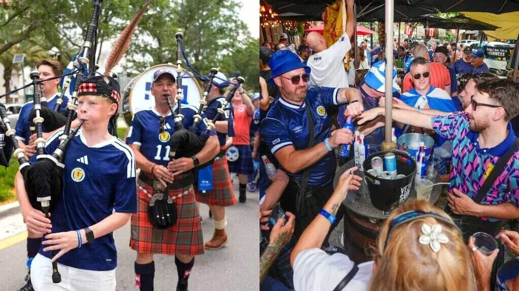 Hinchas escoceses de la Tartan Army en el Mundial 2026