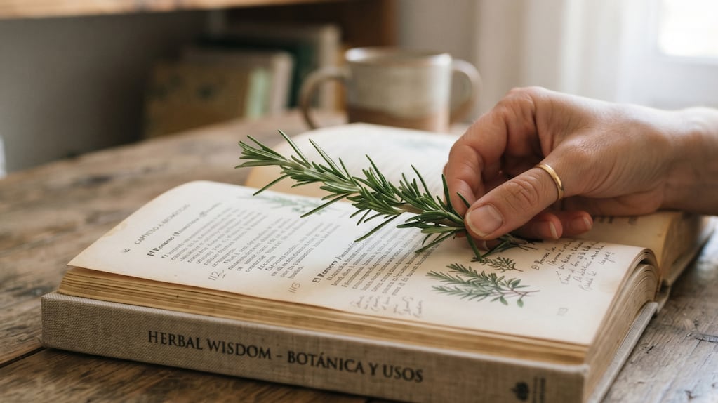 Ramita de romero guardada en un libro
