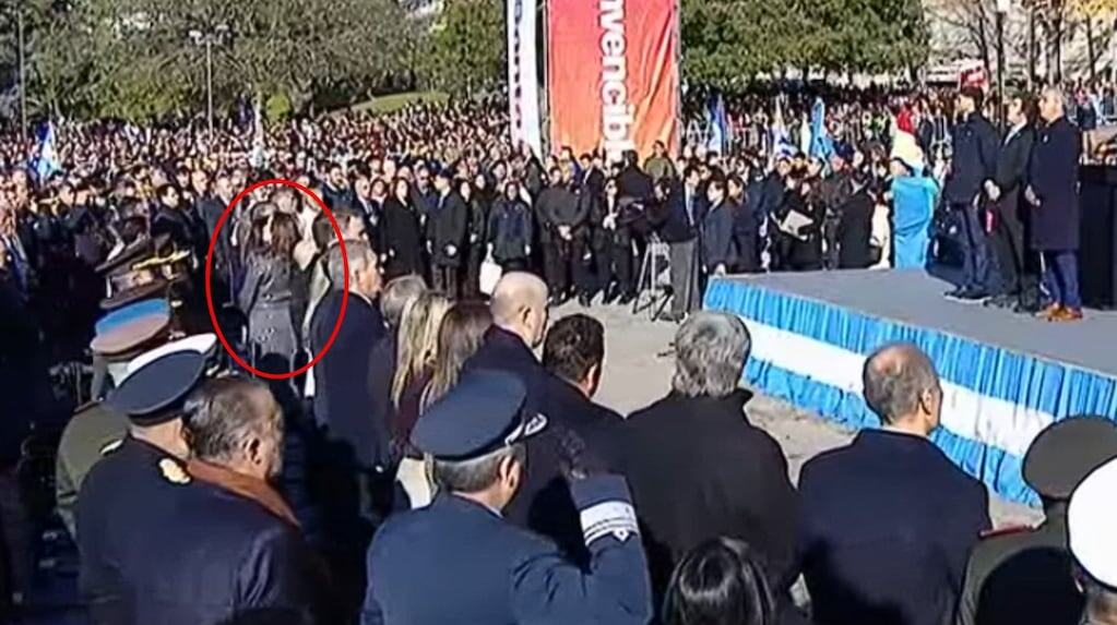 Victoria Villarruel durante la ceremonia del Día de la Bandera en Rosario