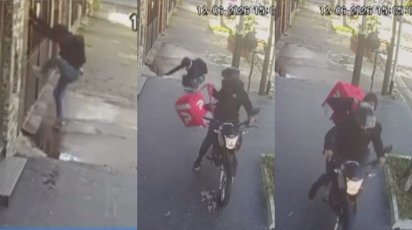 Ladrón disfrazado de repartidor salta una pared en Avellaneda