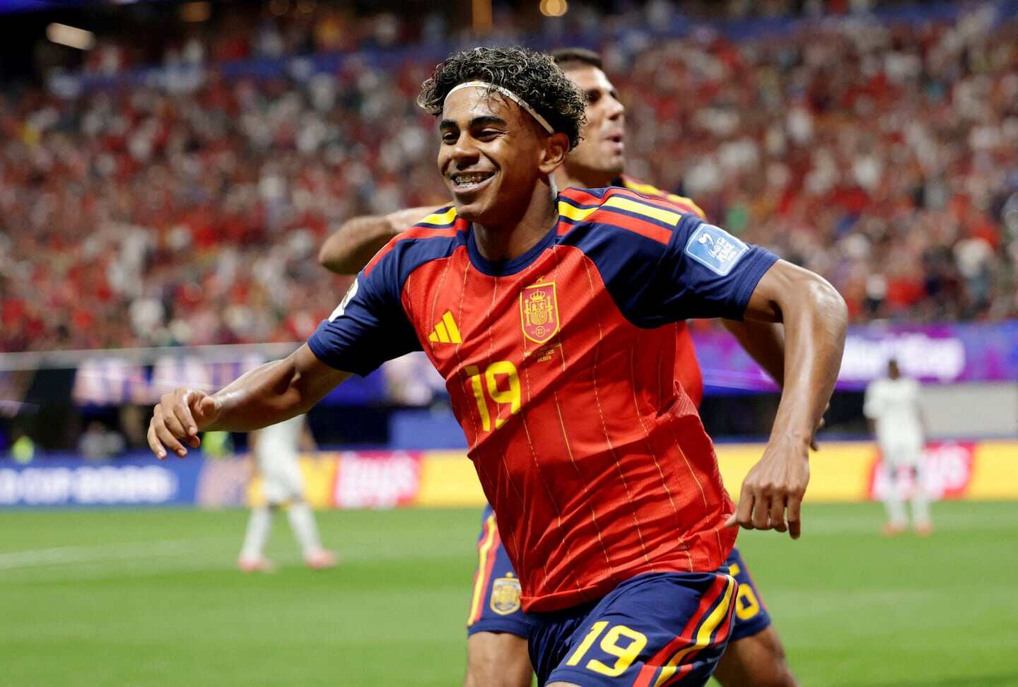 Lamine Yamal celebra su primer gol en el Mundial 2026 con la selección española