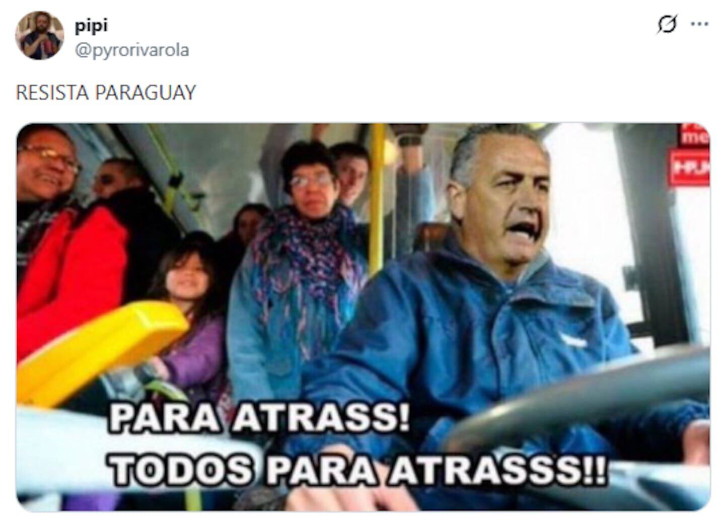 Meme de un conductor de autobús con un mensaje humorístico sobre Paraguay en el Mundial 2026