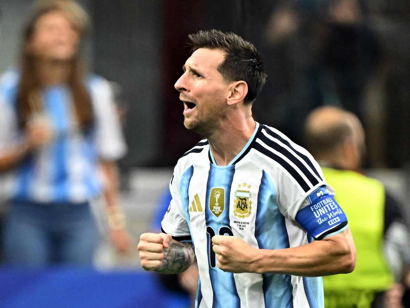 Lionel Messi celebra tras anotar un gol en el Mundial 2026