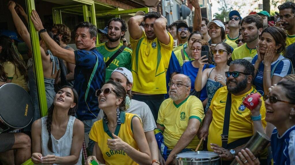Hinchas brasileños en un banderazo durante el Mundial 2026 en Filadelfia