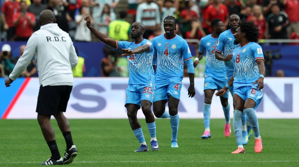 Festejo de los jugadores de Congo tras marcar un gol en el Mundial 2026