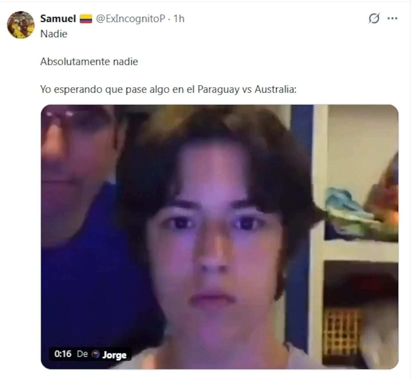 Captura de pantalla de un meme sobre el partido Paraguay vs Australia en el Mundial 2026