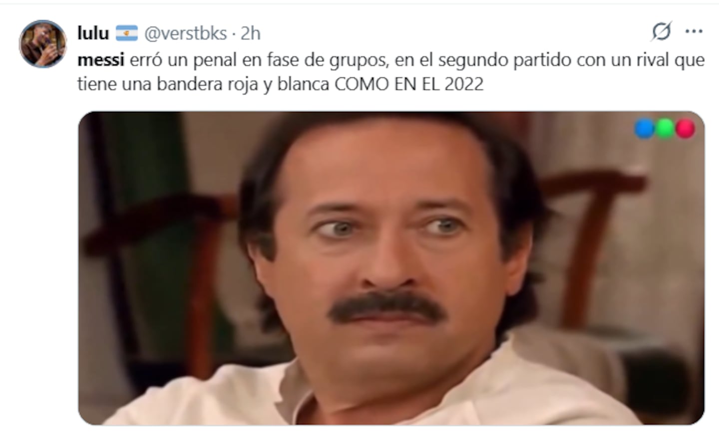 Reacción de un hombre ante un meme sobre Messi fallando un penal en el Mundial 2026