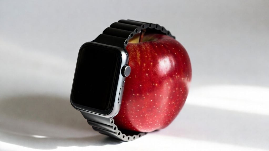 Reloj inteligente detectando pulsaciones en una fruta