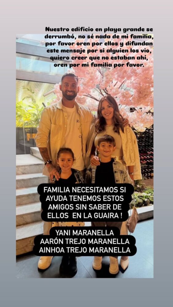 Lucas Trejo con su familia en un evento familiar antes de los terremotos en Venezuela