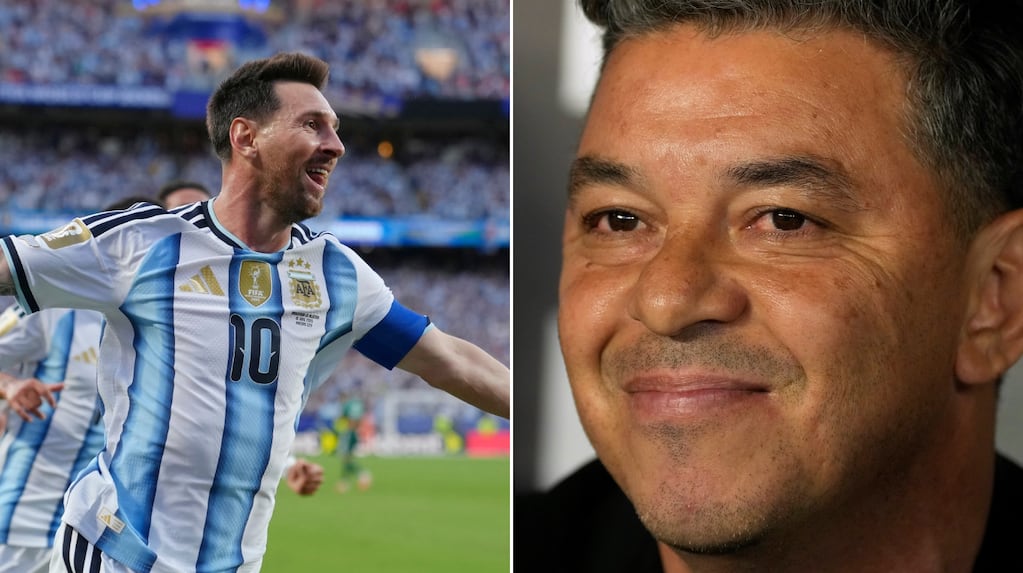 Marcelo Gallardo celebrando el gol de Messi en el Mundial 2026