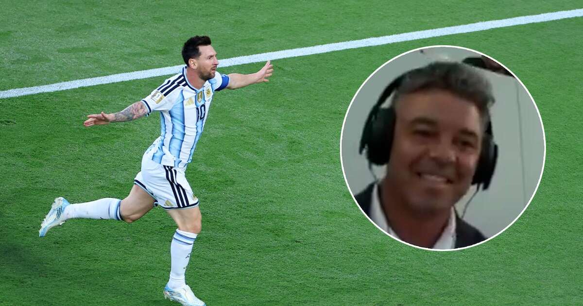 Marcelo Gallardo durante la transmisión del partido Argentina vs Argelia