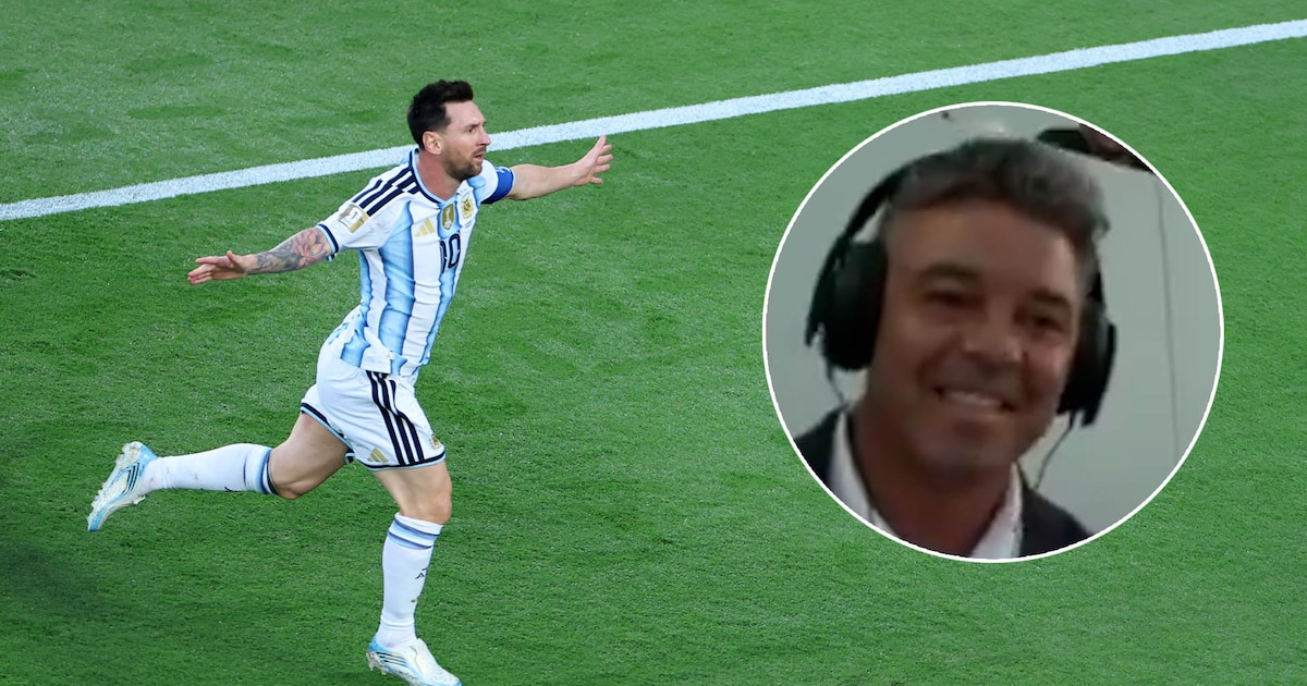 Marcelo Gallardo durante la transmisión del partido Argentina vs Argelia