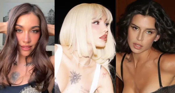 María Becerra, La Joaqui y Nathy Peluso luciendo vestidos con corpiños a la vista