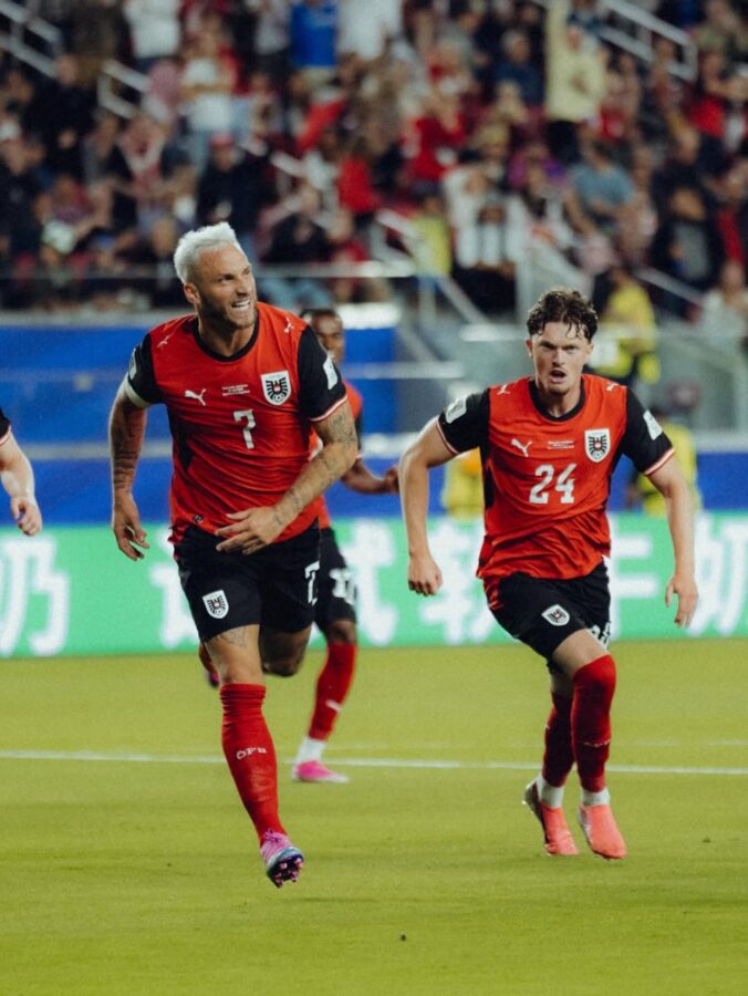 Marko Arnautovic celebra un gol con la selección de Austria en el Mundial 2026