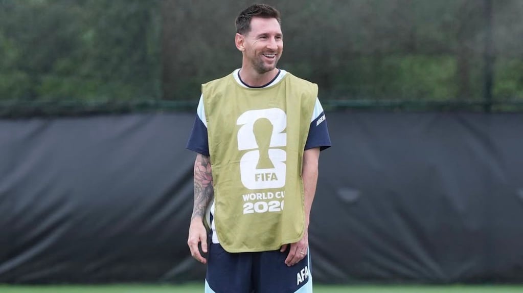 Lionel Messi entrenando con la Selección argentina