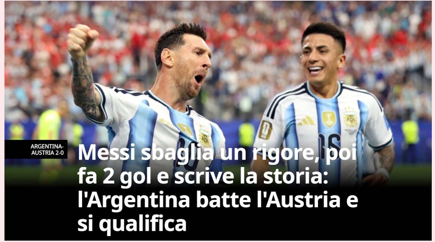 Lionel Messi celebra tras anotar dos goles en el Mundial contra Austria