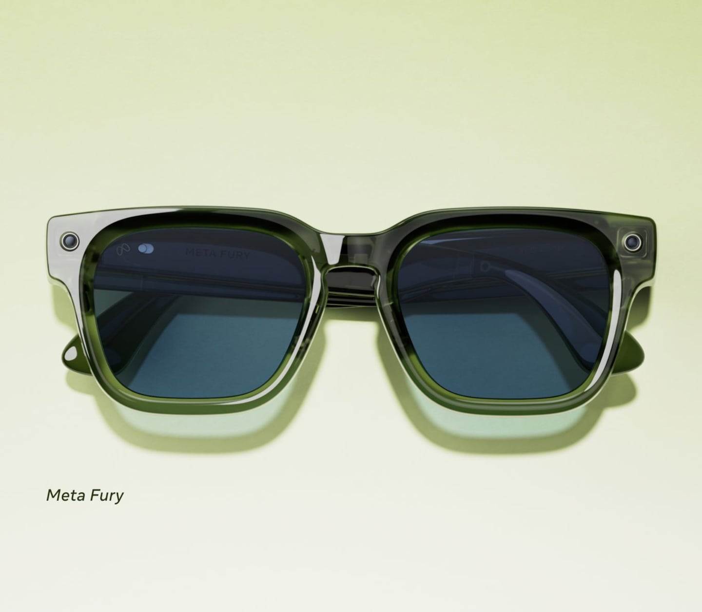 Gafas inteligentes Meta Fury en color verde oscuro con lentes oscuros
