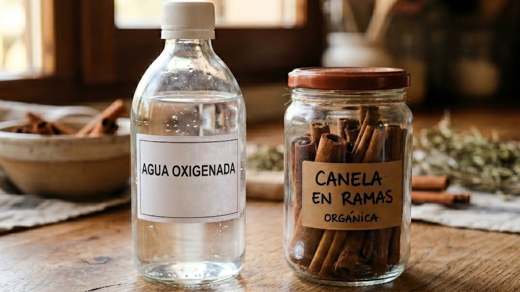 Mezcla de agua oxigenada y canela para limpieza