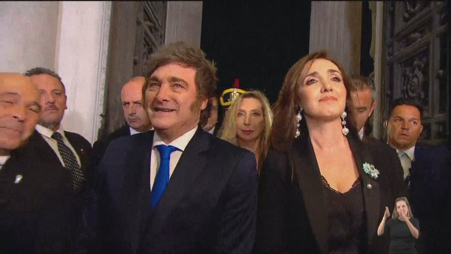 Javier Milei y Victoria Villarruel en el acto del Día de la Bandera en Rosario
