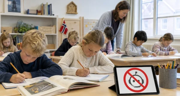 Estudiantes en un aula noruega