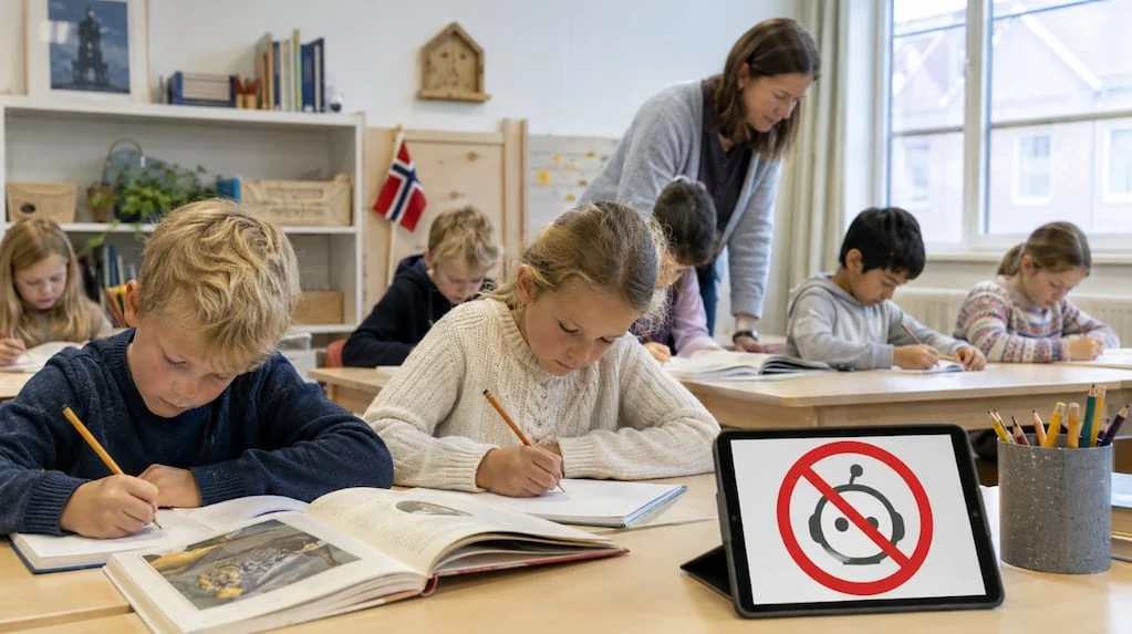 Estudiantes en un aula noruega