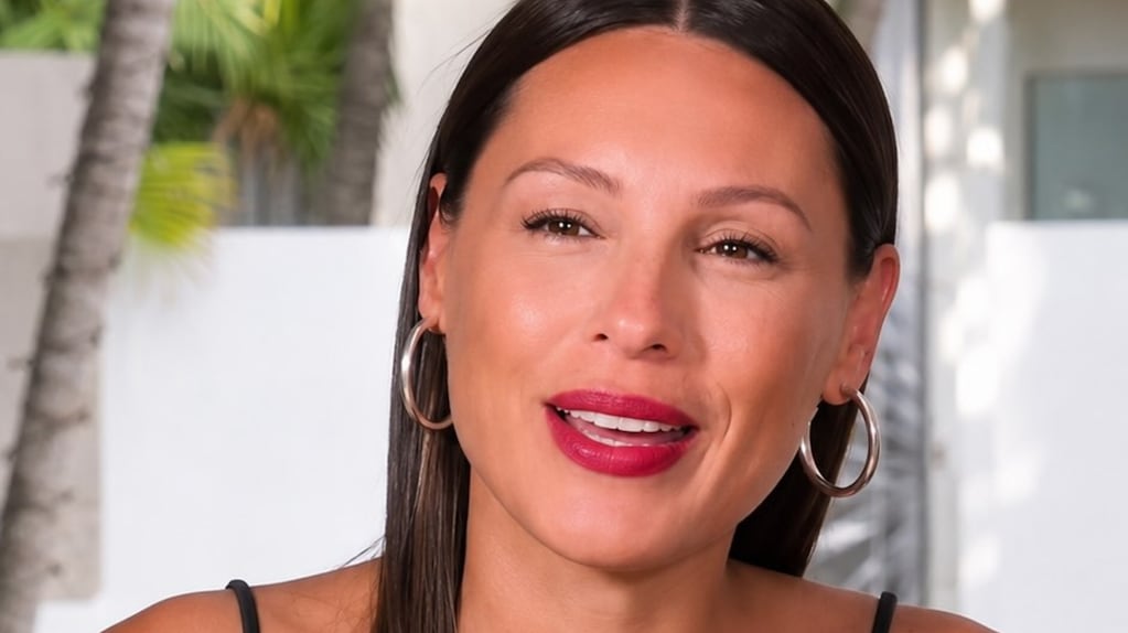 Pampita en una transmisión en vivo