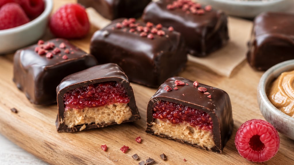 Bombones caseros de Paula Pareto con frambuesas y chocolate