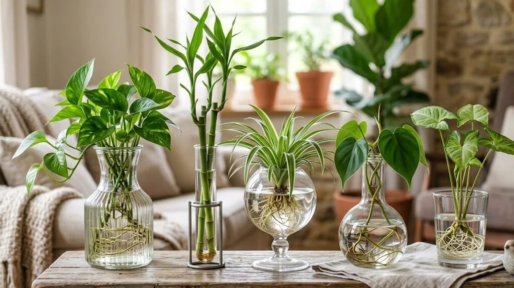 Plantas de interior que crecen en agua