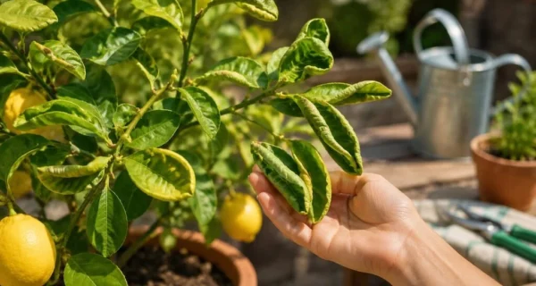 Hojas de limonero con enrollamiento