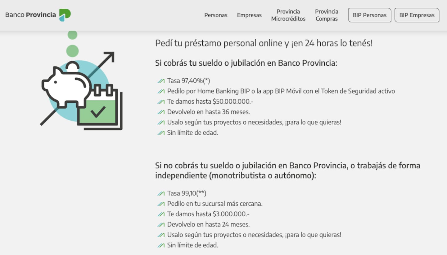 Información sobre préstamos personales para jubilados en Banco Provincia