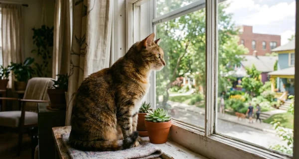 Gato mirando por la ventana