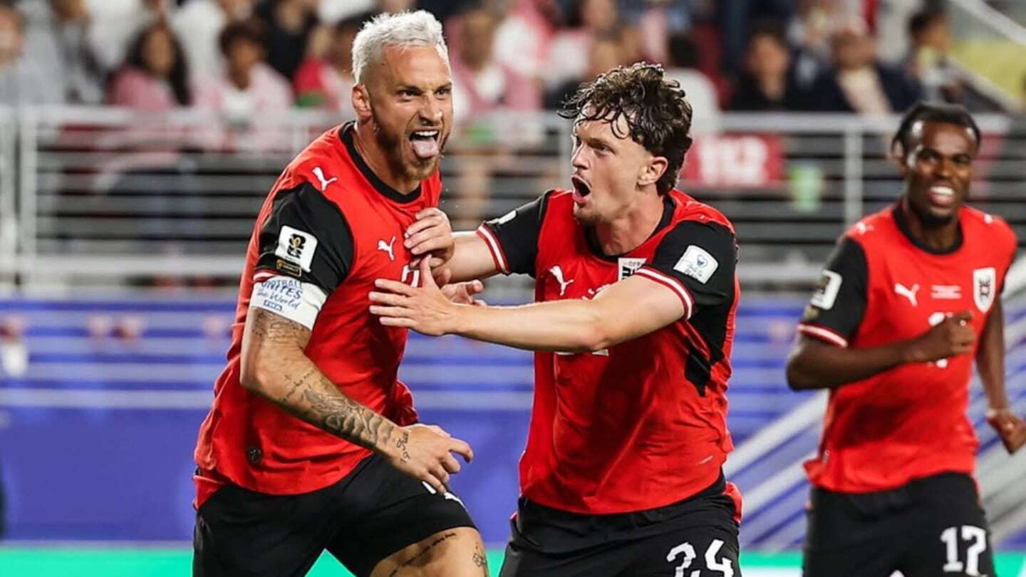 Jugadores de la selección de Austria celebran un gol durante un partido del Mundial 2026