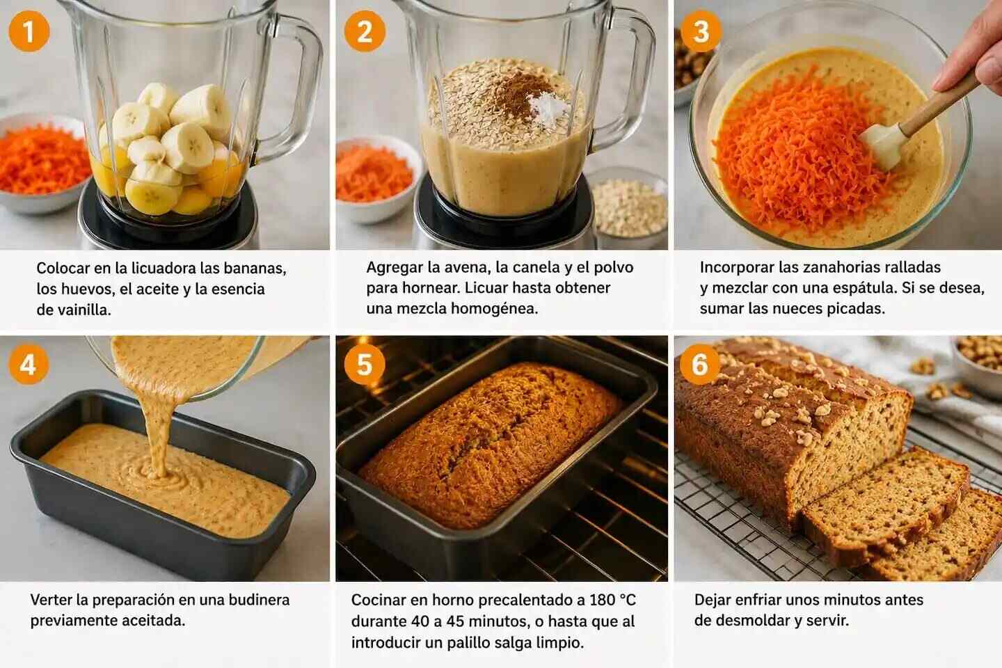 Proceso de preparación del budín de zanahoria sin harina ni azúcar