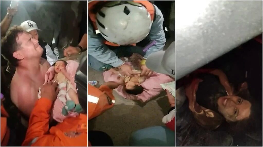 Rescate de un bebé entre escombros en Venezuela
