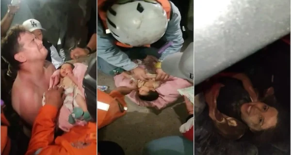 Rescate de un bebé entre escombros en Venezuela